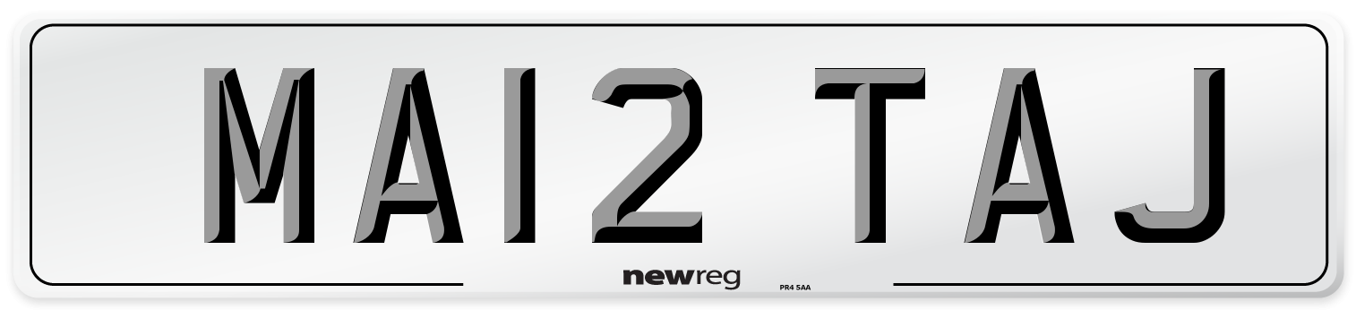 MA12 TAJ Number Plate from New Reg